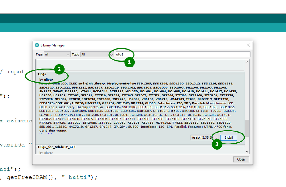 Info kuvamine 0.96'' OLED ekraanil